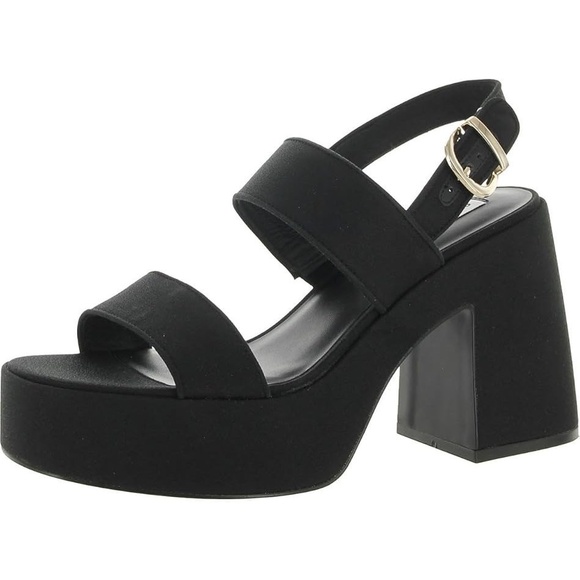 Steve Madden Womens Heeled Platform Sandal Strappy Square Toe Valory Block Heel - Picture 1 of 10
